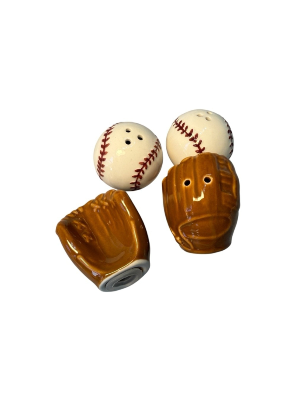 Baseball & Glove Salt and Pepper Shakers Set Sports Kitchen Decor